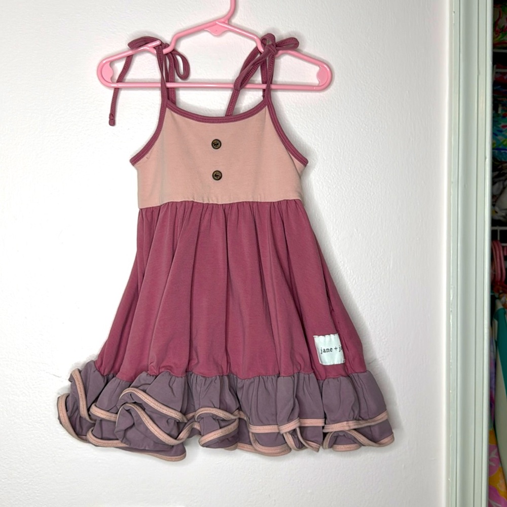 Jane + Jo dress, lavender 2T. 95% cotton 5% spandex.